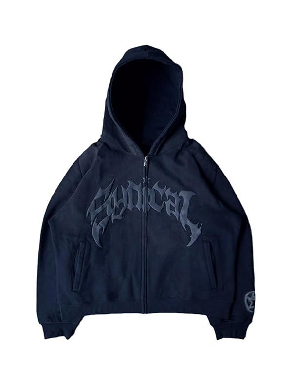 EMMIOL Balaclava Oversized Full Zip Hoodie With Built