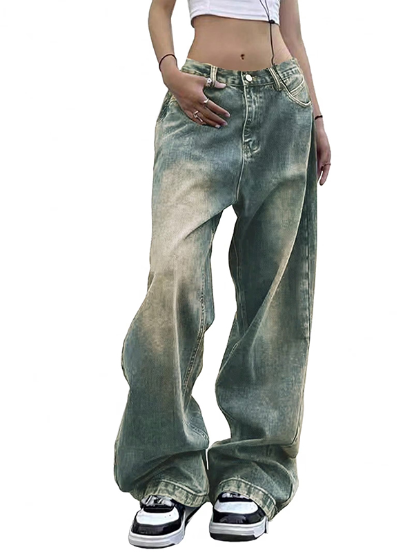 EMMIOL Jeans da donna a gamba larga, jeans larghi a vita media-bassa