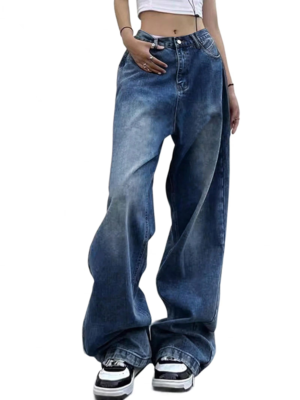 EMMIOL Women Wide Leg Jeans Mid-Low Waist Baggy Jeans