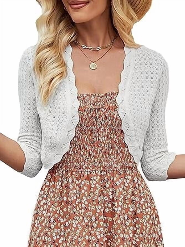 EMMIOL Bolero-Strickjacke für Damen, 3/4-Ärmel