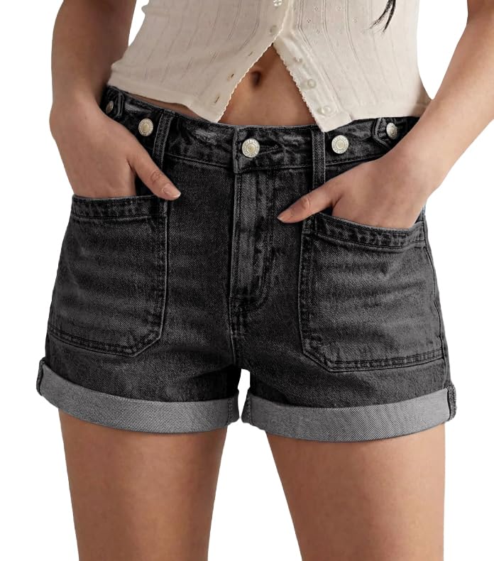 EMMIOL Shorts vaqueros de mujer de verano, talle medio.