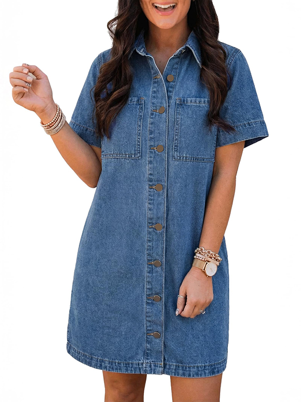 EMMIOL Abito corto in denim con bottoni per donna