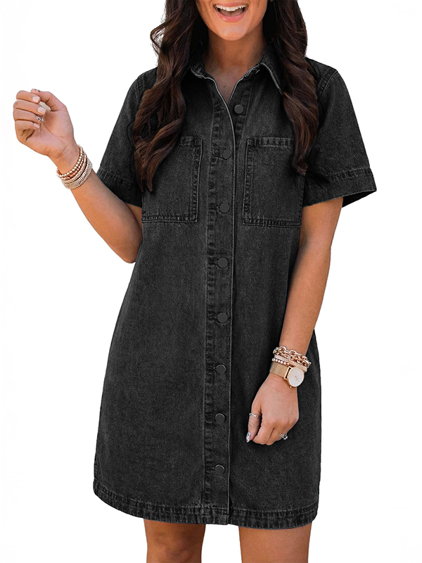 EMMIOL Abito corto in denim con bottoni per donna