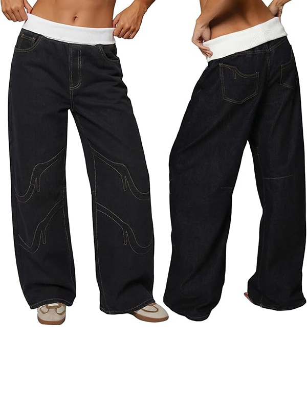 EMMIOL Jeans holgados de mujer estilo hip hop de los 90 (años 2000)