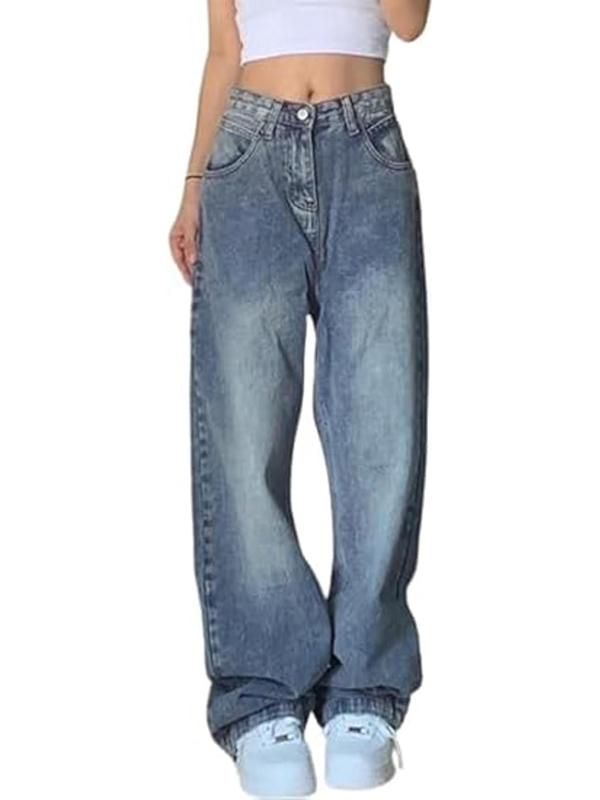 EMMIOL Baggy Jeans für Damen, mittelhoher bis niedriger Bund