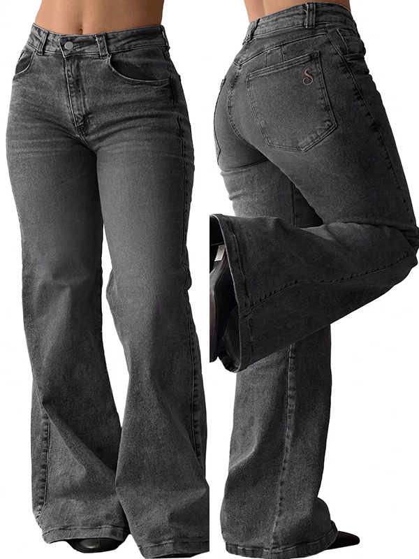 EMMIOL Jeans a gamba larga da donna, jeans larghi a vita media