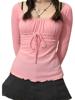 EMMIOL Y2K Mesh Top Damen Langarmshirts
