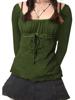 EMMIOL Y2K Mesh Top Damen Langarmshirts