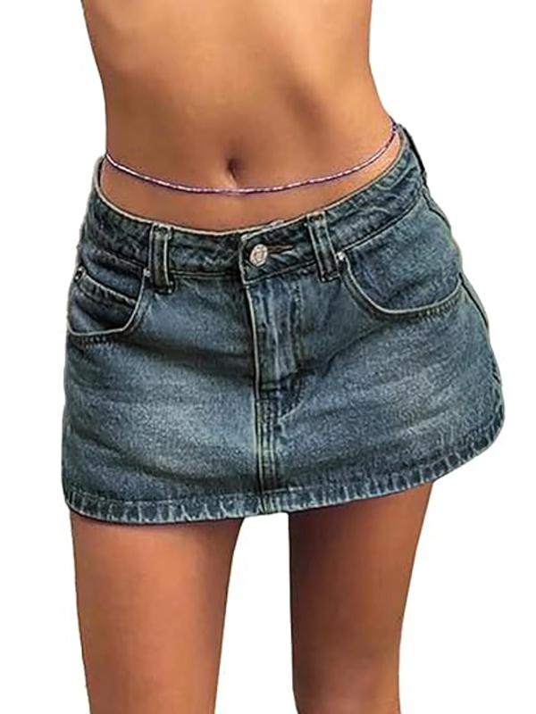 EMMIOL Faldas vaqueras para mujer, sexys, de talle medio.