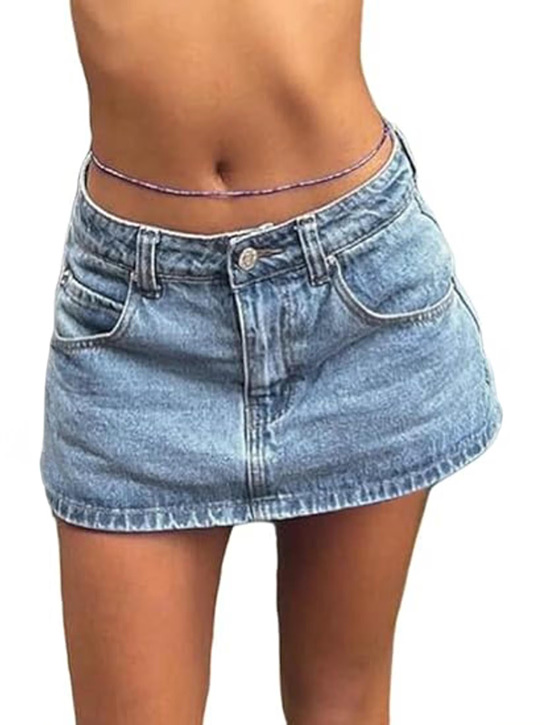 EMMIOL Faldas vaqueras para mujer, sexys, de talle medio.