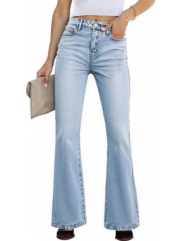 EMMIOL Pantalones vaqueros acampanados para mujer a la moda