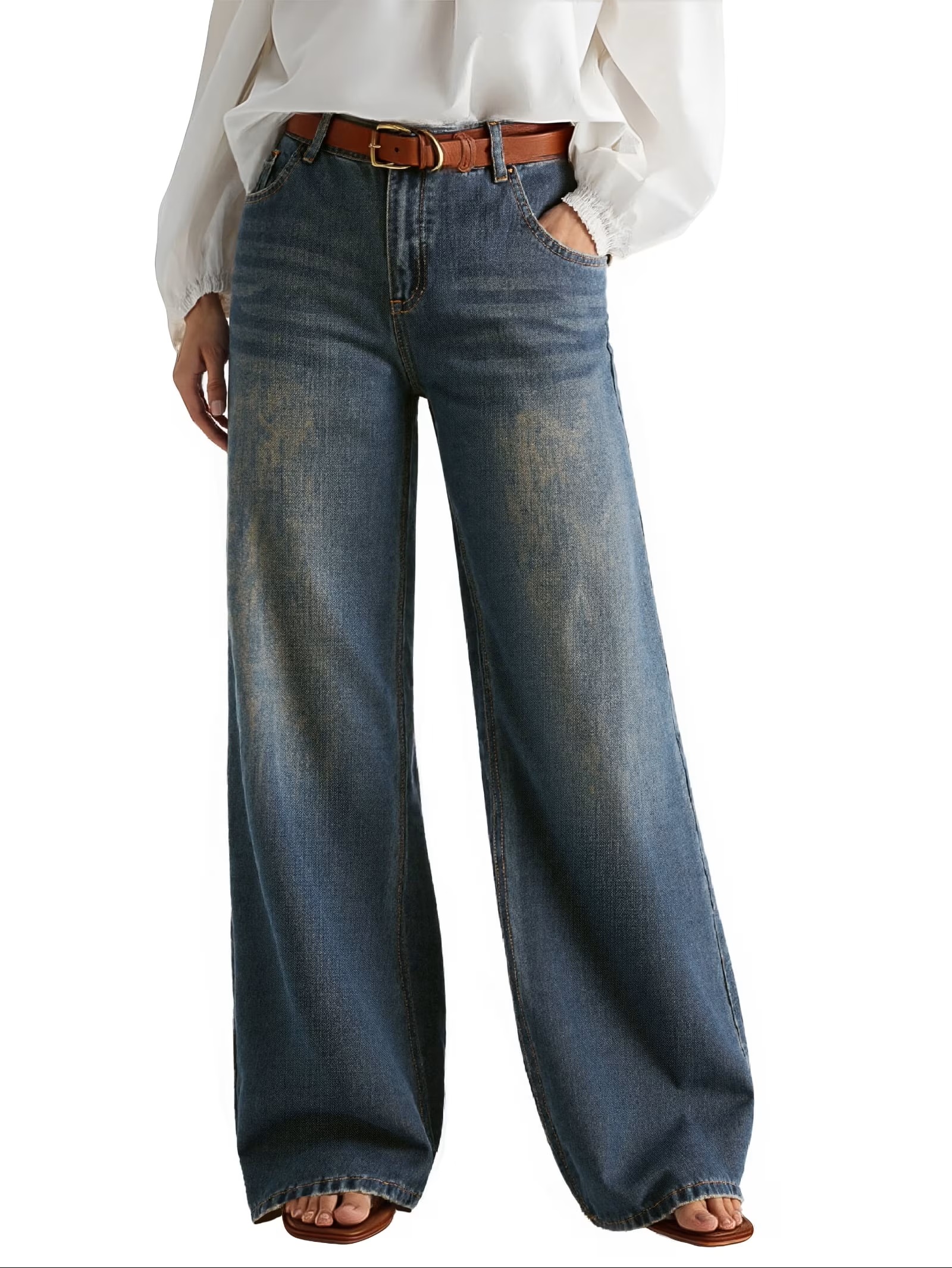 EMMIOL Mid High Rise Wide Leg Baggy Jeans