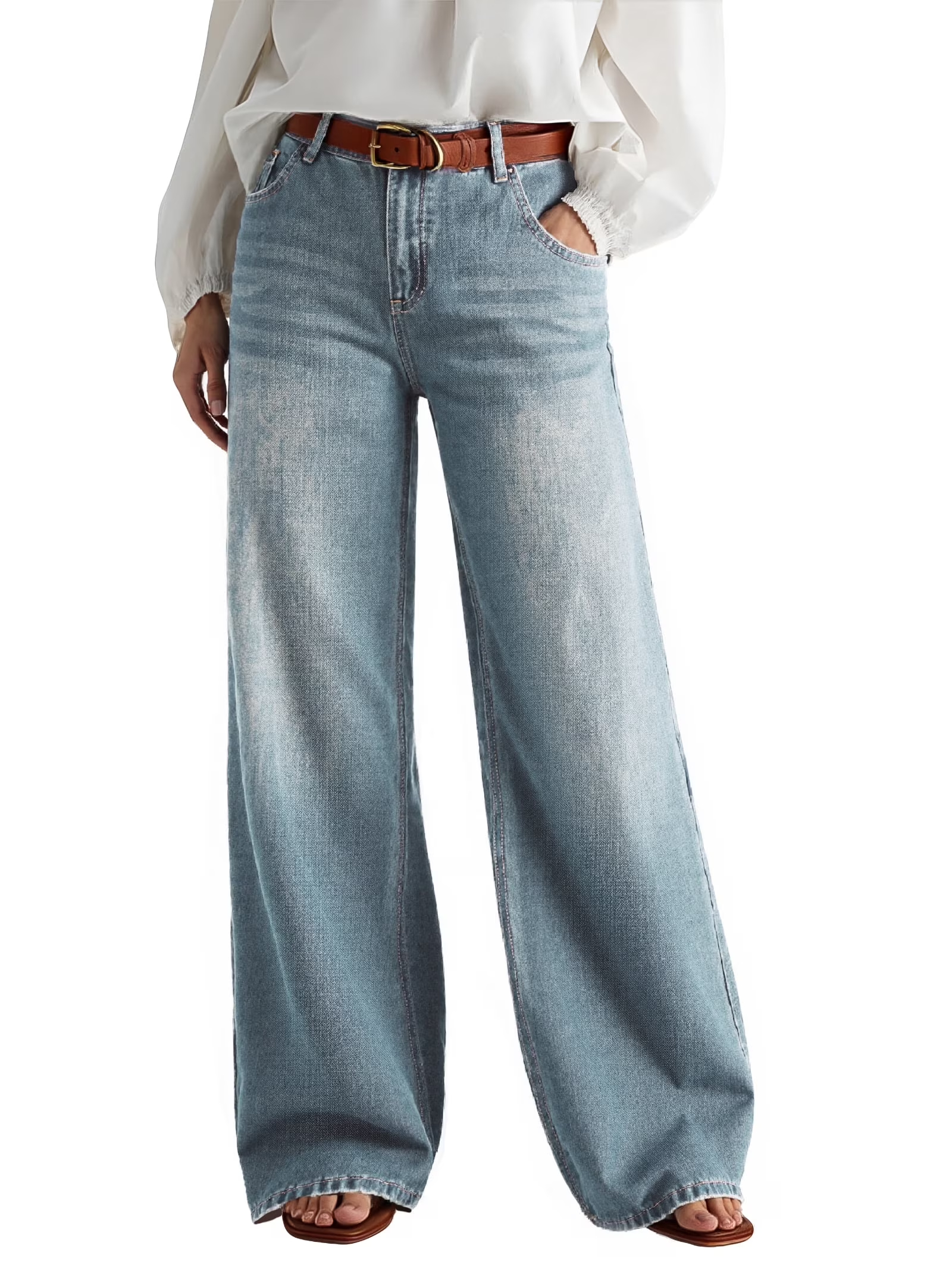 EMMIOL Jeans holgados de tiro medio-alto y pierna ancha