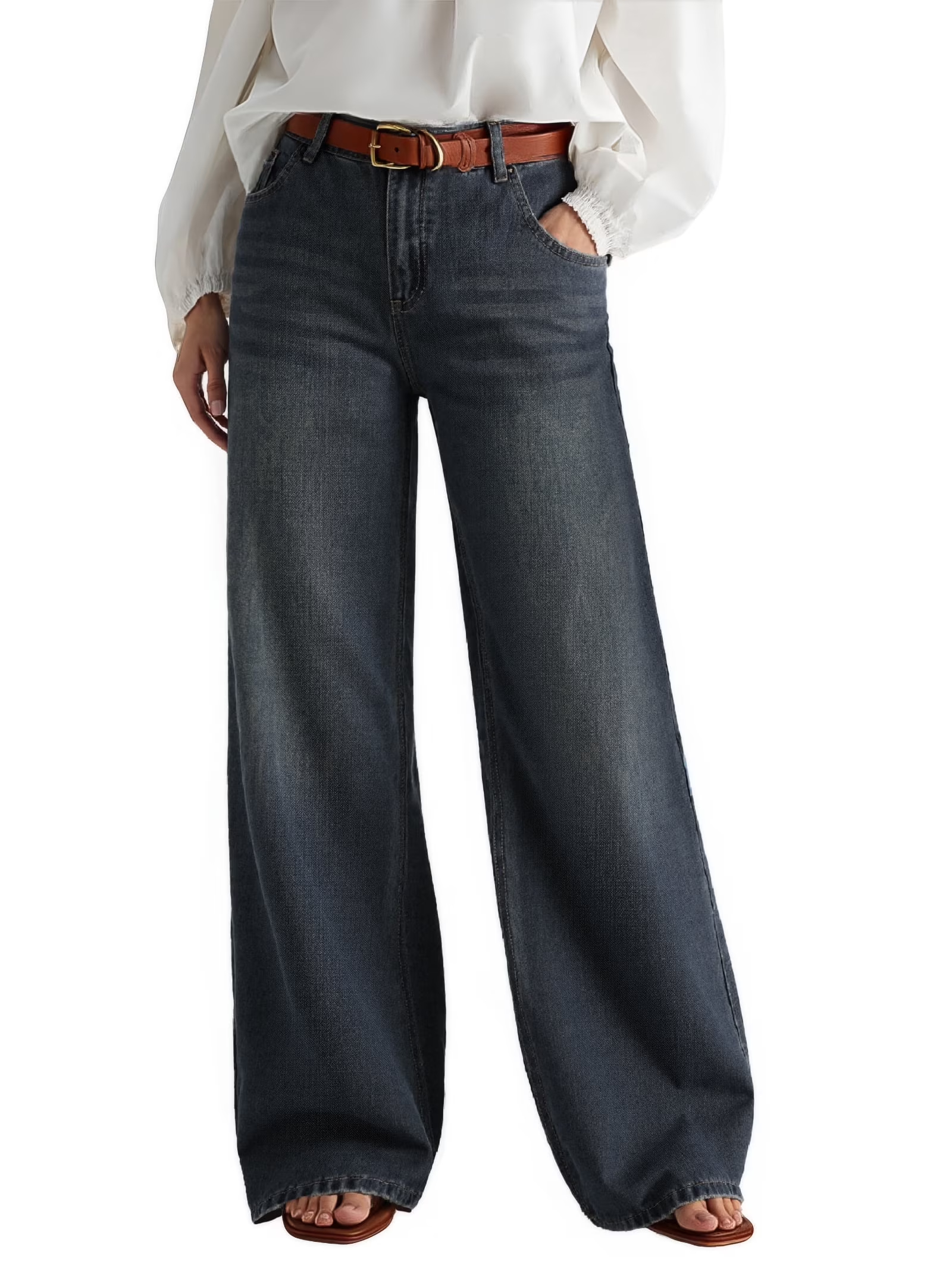 EMMIOL Mid High Rise Wide Leg Baggy Jeans