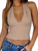 EMMIOL V Neck Backless Crop Tank Top