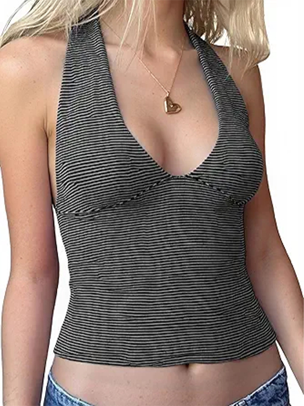 EMMIOL V Backless Crop Tank Top