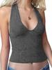 EMMIOL V Backless Crop Tank Top