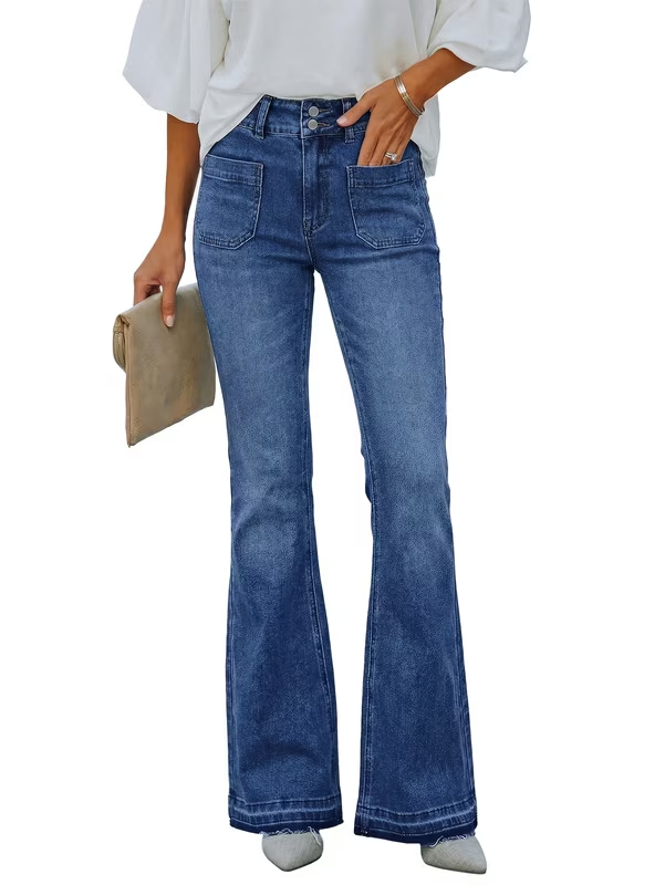 EMMIOL Jeans acampanados de talle medio-alto
