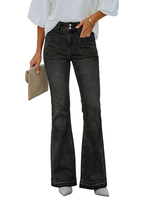 EMMIOL Jeans acampanados de talle medio-alto