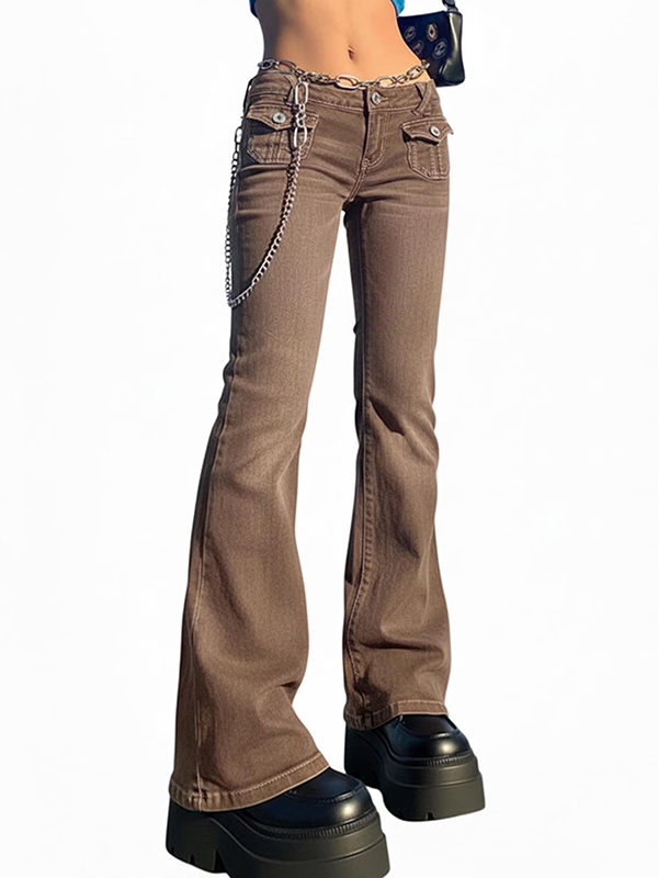 EMMIOL Pantalones vaqueros acampanados estilo Y2K