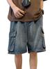 EMMIOL Herren Y2K Denim-Shorts, mittelhoch geschnitten, elastischer Bund, Baggy-Jeans