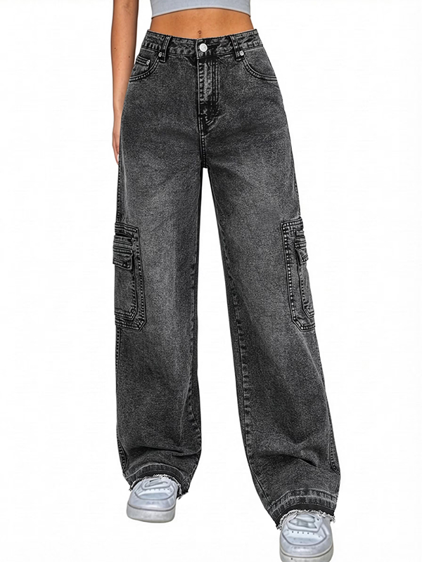 EMMIOL Weit geschnittene Baggy-Jeans