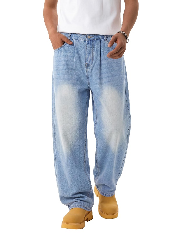 EMMIOL Jeans larghi da uomo a gamba larga