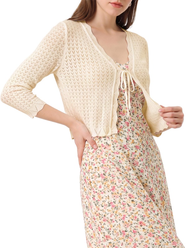 EMMIOL Dreiviertelärmeliger Strickbolero-Schal