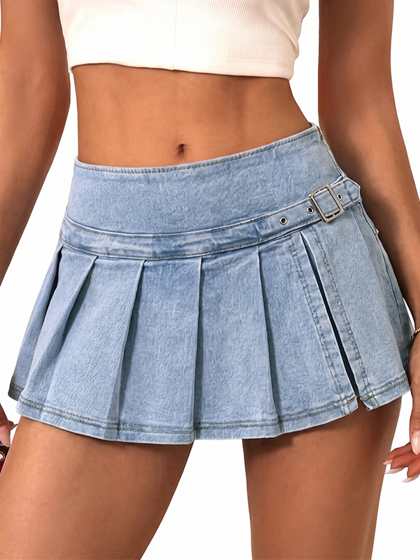EMMIOL Falda pantalón vaquera elástica de talle medio-bajo