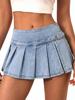 EMMIOL Falda pantalón vaquera elástica de talle medio-bajo
