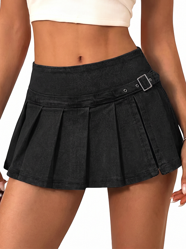 EMMIOL Falda pantalón vaquera elástica de talle medio-bajo