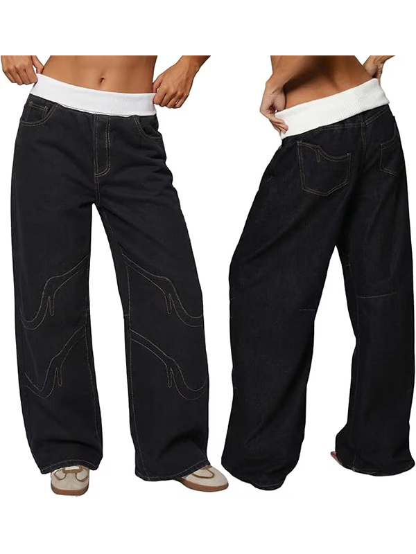 EMMIOL High-Waisted Baggy Wide-Leg Jeans
