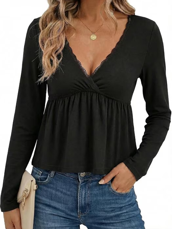 EMMIOL Top peplum con escote en V