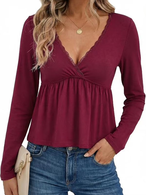 EMMIOL Top peplum con escote en V