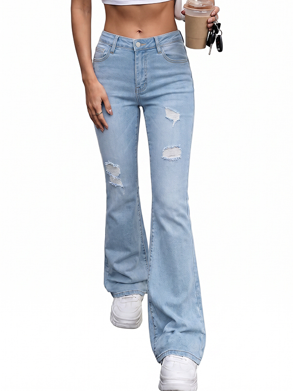 EMMIOL Pantalones vaqueros de corte bota elásticos con cintura ajustada