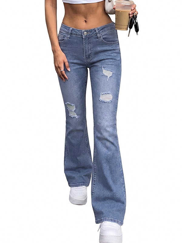 EMMIOL Pantalones vaqueros de corte bota elásticos con cintura ajustada