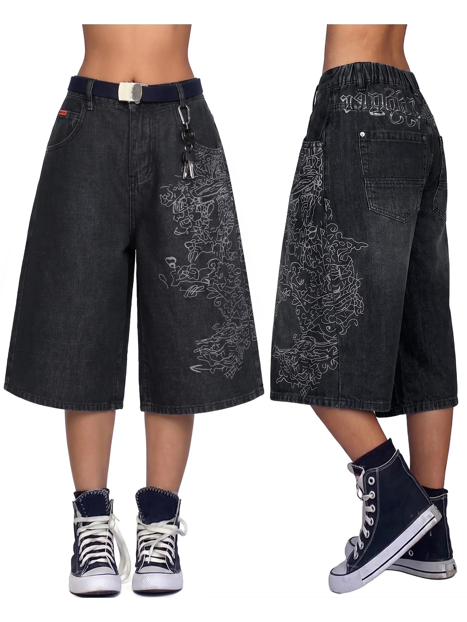 EMMIOL Baggy Jorts for Women Wide Leg Denim Shorts