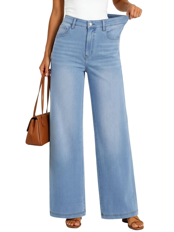 EMMIOL Pantalones vaqueros de pierna ancha de algodón
