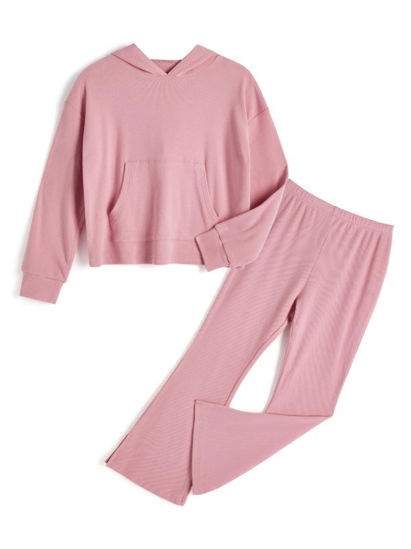 EMMIOL Conjunto de dos piezas: sudadera con capucha y pantalón acampanado.