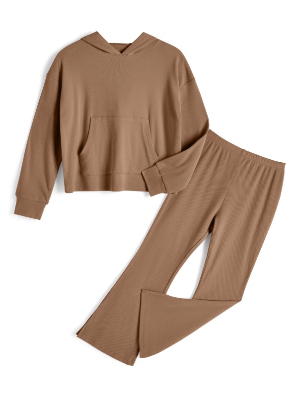 EMMIOL Conjunto de dos piezas: sudadera con capucha y pantalón acampanado.