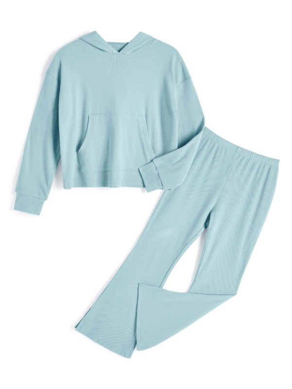 EMMIOL Conjunto de dos piezas: sudadera con capucha y pantalón acampanado.