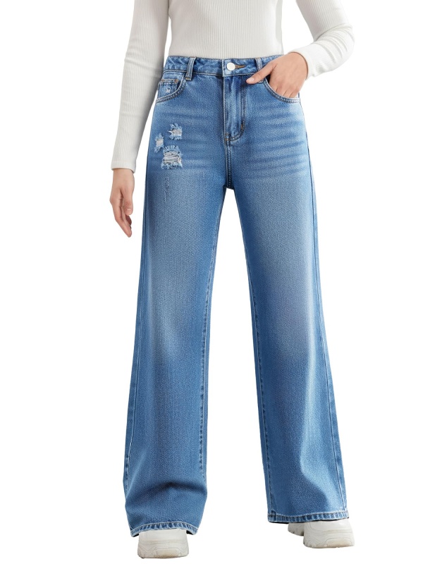EMMIOL Pantalones vaqueros anchos de mezclilla para niñas