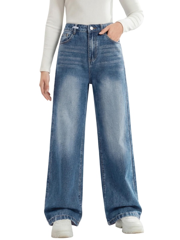 EMMIOL Pantalones vaqueros anchos de mezclilla para niñas
