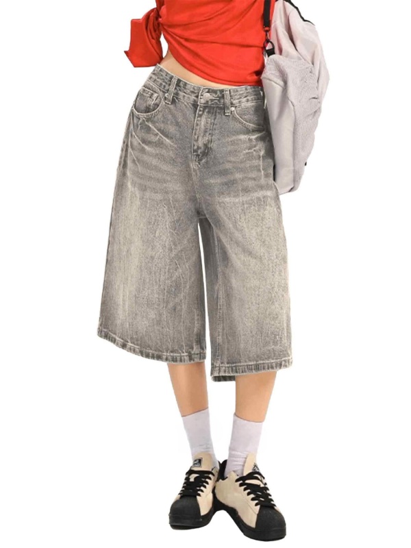 EMMIOL Bermudas vaqueras de pierna ancha estilo Y2K