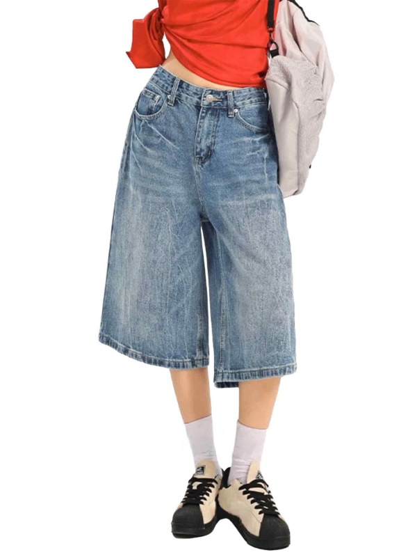 EMMIOL Y2K Wide Leg Bermuda Denim Shorts
