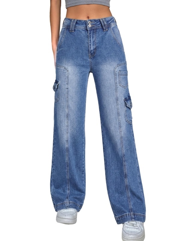 EMMIOL Y2K Weite, lässige Jeans