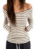 EMMIOL Women Off Shoulder Striped