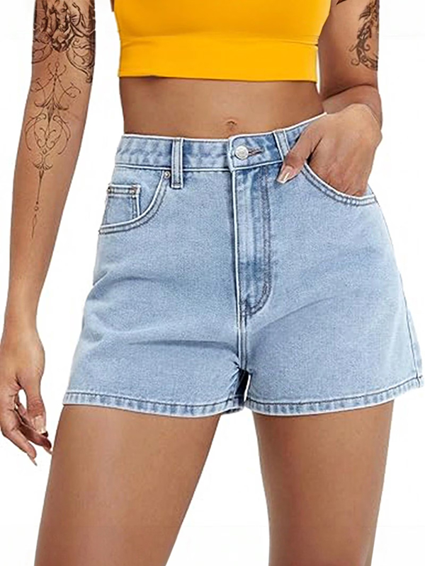 EMMIOL Pantaloncini di jeans lavati di base