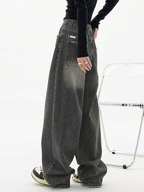 EMMIOL Jeans boyfriend larghi vintage lavaggio scuro