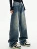 EMMIOL Dunkel verwaschene Vintage Baggy Boyfriendjeans
